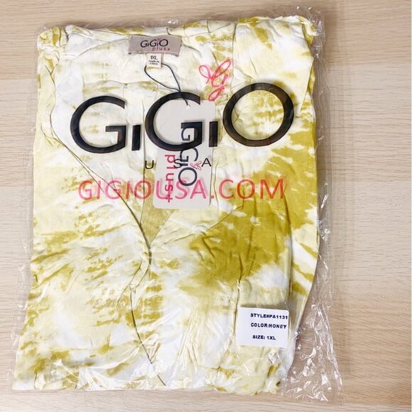 Gigio | Sunburst Golden Tie Dye Peek A Boo Slit Surplice Maxi Dress New 1X Plus - Picture 10 of 11
